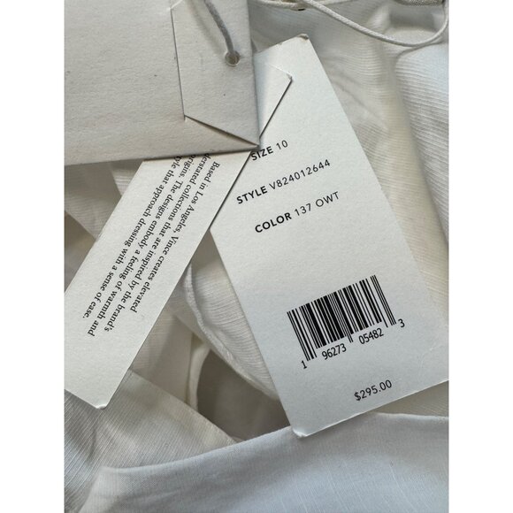 Vince Draped Puff Sleeve Blouse Size 10 Cut Out Back Button Up NWT Cotton Short - Picture 5 of 14